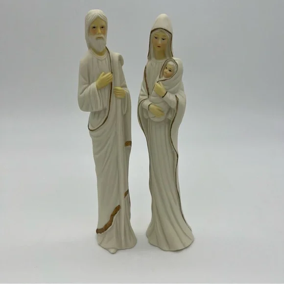 VTG Carlton Cards Nativity Set Mary Joseph Baby Jesus Porcelain Figurines - Picture 4 of 11